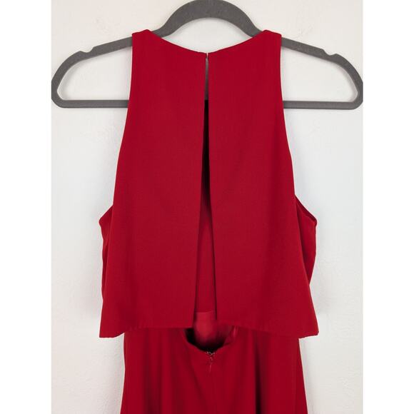 Jill Stuart Dress BHLDN Iva Crepe Gown Maxi Formal Evening Elegant Red Size 12 - Picture 7 of 12